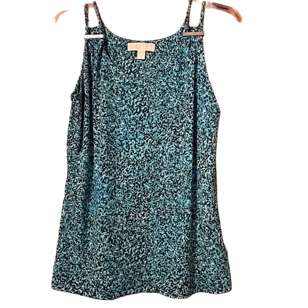 Michael Kors Sleeveless Teal Pattern Dual Spaghetti Strap Top Size M